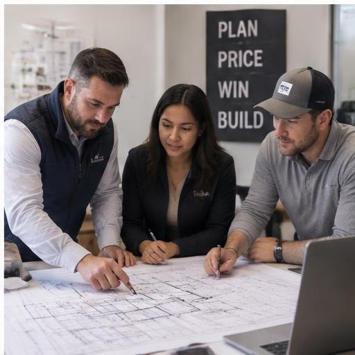 Contractor reviewing automated bidding and takeoff dashboard